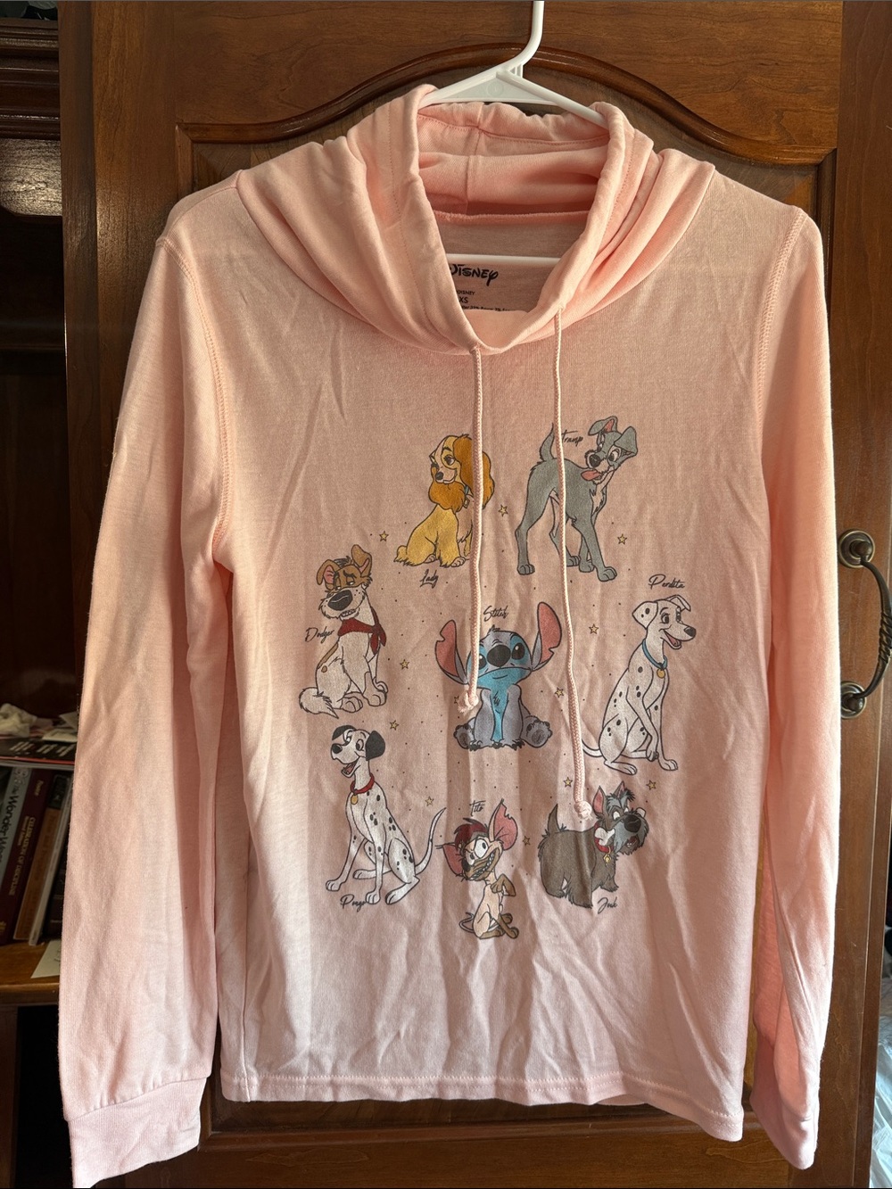 Disney Light Pink Hoodie with Classic Disney Dogs & Stitch Graphic